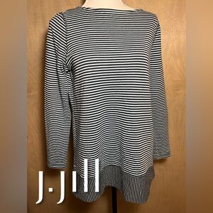 J. Jill Blue Striped Boat Neck Knit Tunic Top PM